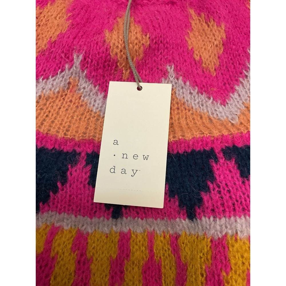 A New Day a hot pink Fair Isle or geometric-patterned sweater Sz XL - Picture 9 of 12